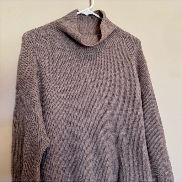 Aerie Cozyup Funnel Neck Taupe Sweater Dress size Small - Picture 3 of 10